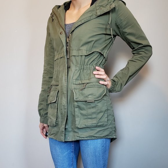 Garage Green Military Parka Jacket XS